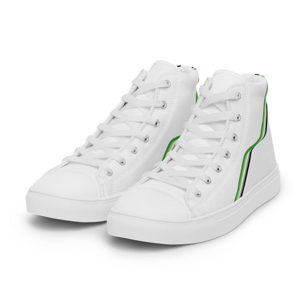 Original Aromantic Pride Colors White High Top Shoes - Men Sizes