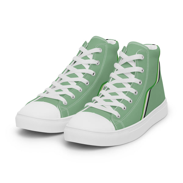 Original Aromantic Pride Colors Green High Top Shoes - Men Sizes