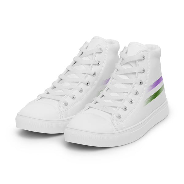 Casual Genderqueer Pride Colors White High Top Shoes - Men Sizes