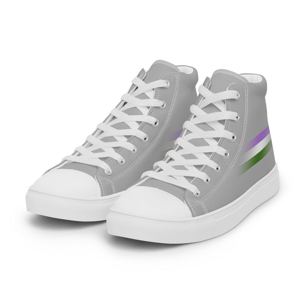 Casual Genderqueer Pride Colors Gray High Top Shoes - Men Sizes