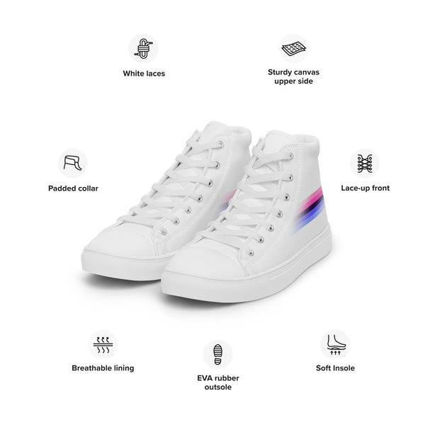 Casual Omnisexual Pride Colors White High Top Shoes - Men Sizes