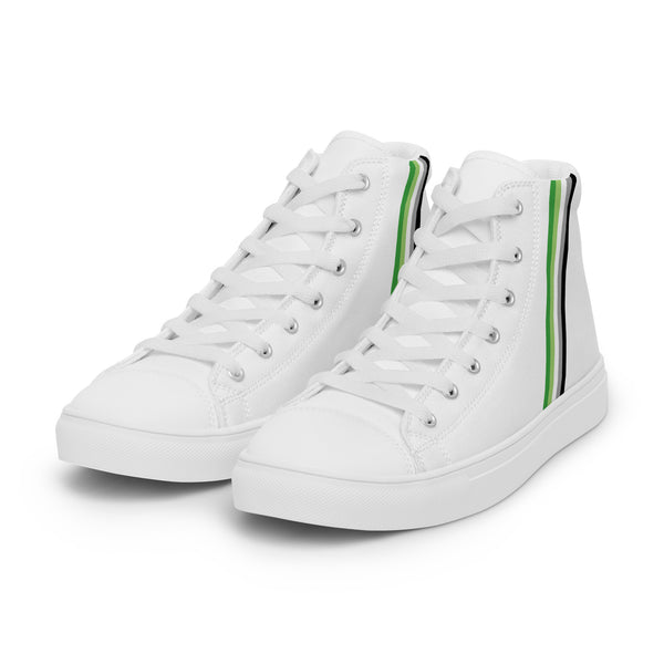 Classic Aromantic Pride Colors White High Top Shoes - Men Sizes