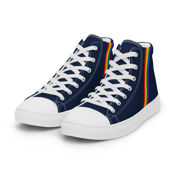 Classic Gay Pride Colors Navy High Top Shoes - Men Sizes