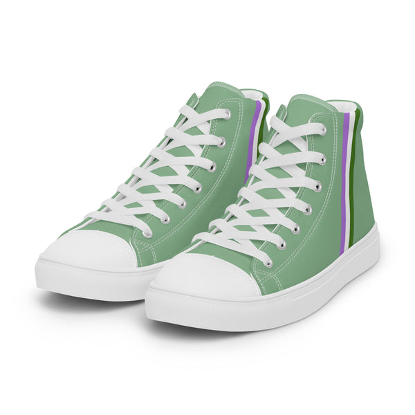 Classic Genderqueer Pride Colors Green High Top Shoes - Men Sizes