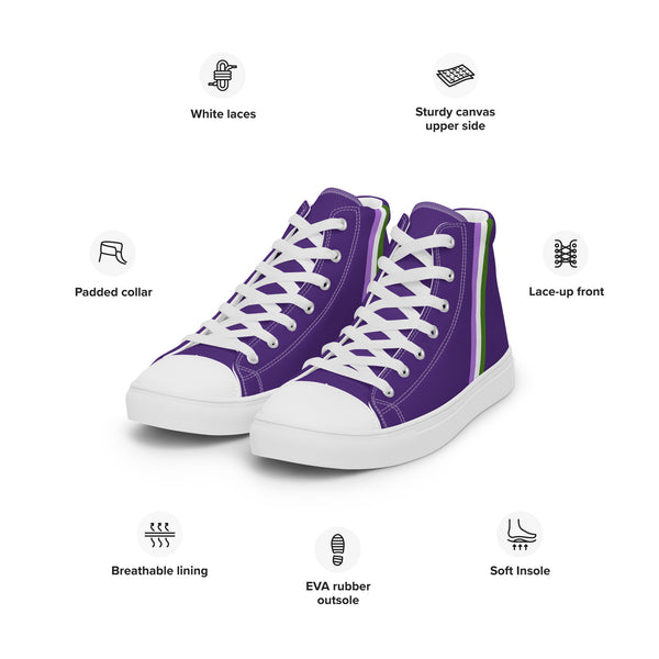 Classic Genderqueer Pride Colors Purple High Top Shoes - Men Sizes