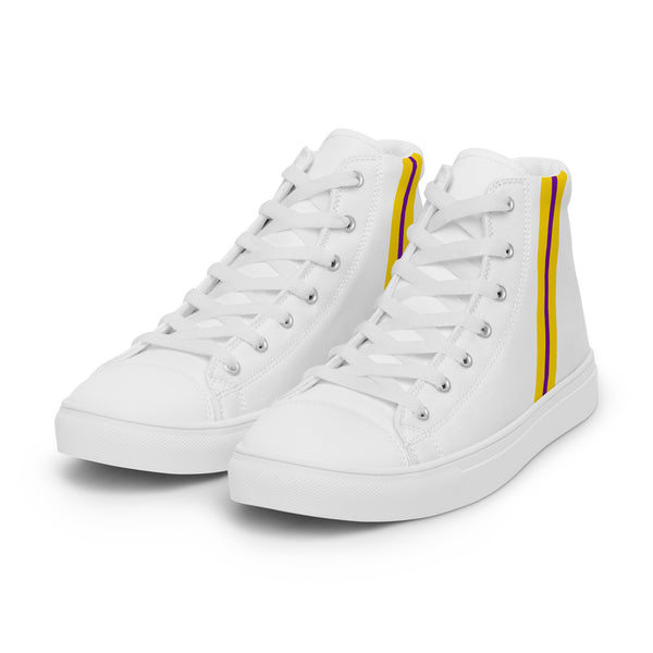 Classic Intersex Pride Colors White High Top Shoes - Men Sizes