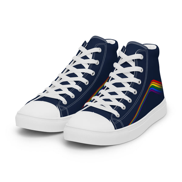Trendy Gay Pride Colors Navy High Top Shoes - Men Sizes