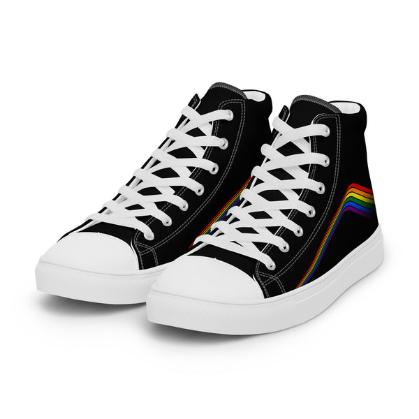 Trendy Gay Pride Colors Black High Top Shoes - Men Sizes