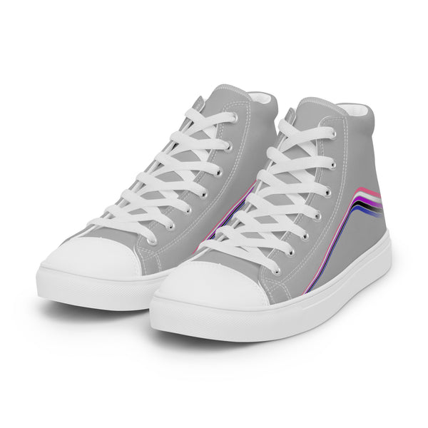 Trendy Genderfluid Pride Colors Gray High Top Shoes - Men Sizes