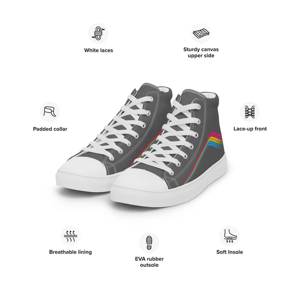 Trendy Pansexual Pride Colors Gray High Top Shoes - Men Sizes