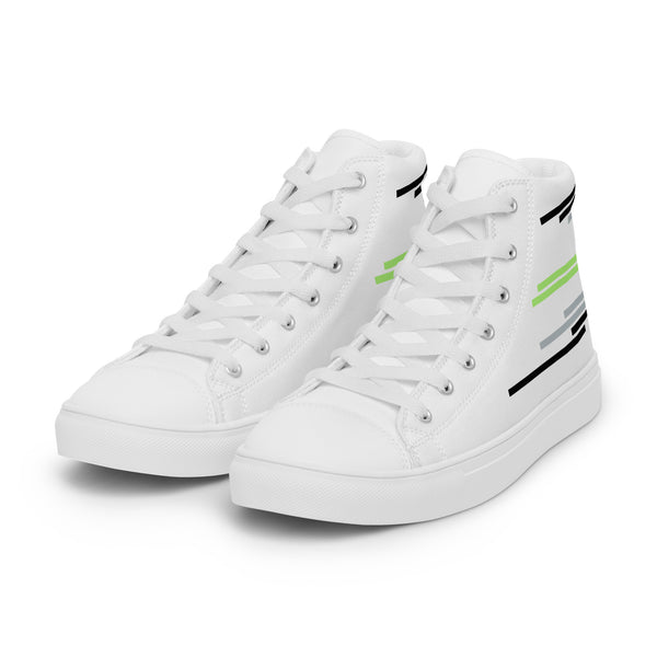 Modern Agender Pride Colors White High Top Shoes - Men Sizes