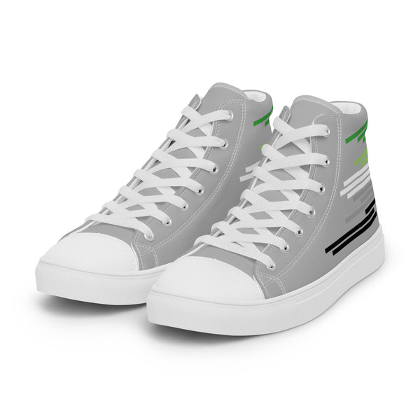 Modern Aromantic Pride Colors Gray High Top Shoes - Men Sizes