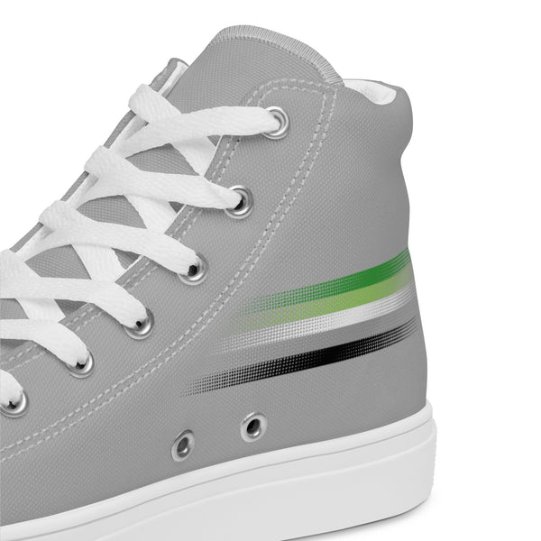 Casual Aromantic Pride Colors Gray High Top Shoes - Men Sizes