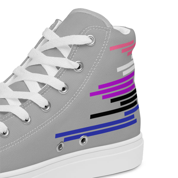 Modern Genderfluid Pride Colors Gray High Top Shoes - Men Sizes