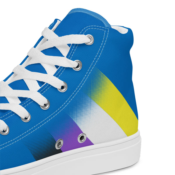 Non-Binary Pride Colors Modern Blue High Top Shoes - Men Sizes