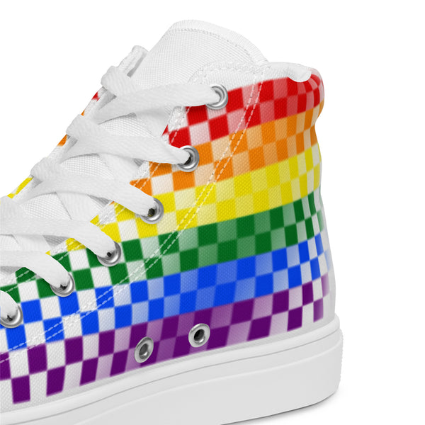 Gay Pride Rainbow Checkers High Top Shoes