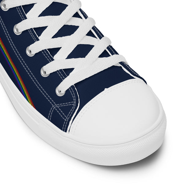 Trendy Gay Pride Colors Navy High Top Shoes - Men Sizes