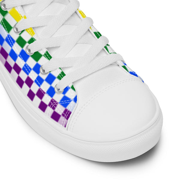 Gay Pride Rainbow Checkers High Top Shoes