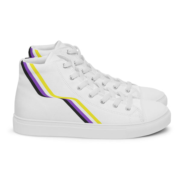 Original Non-Binary Pride Colors White High Top Shoes - Men Sizes