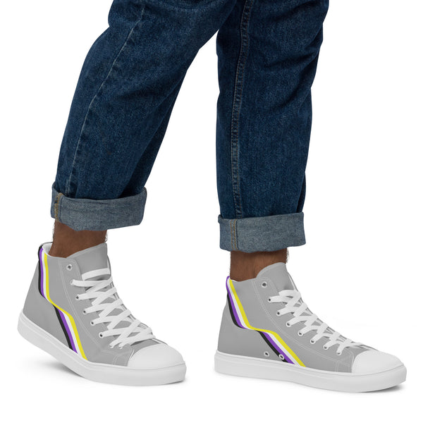 Original Non-Binary Pride Colors Gray High Top Shoes - Men Sizes