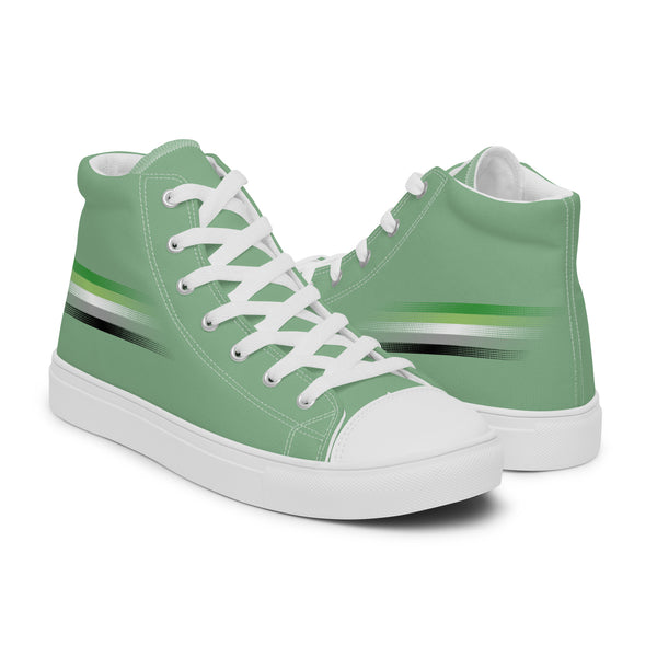 Casual Aromantic Pride Colors Green High Top Shoes - Men Sizes