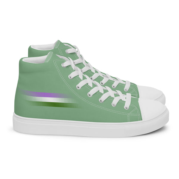 Casual Genderqueer Pride Colors Green High Top Shoes - Men Sizes