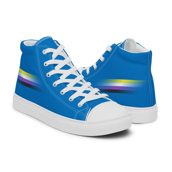 Casual Non-Binary Pride Colors Blue High Top Shoes - Men Sizes