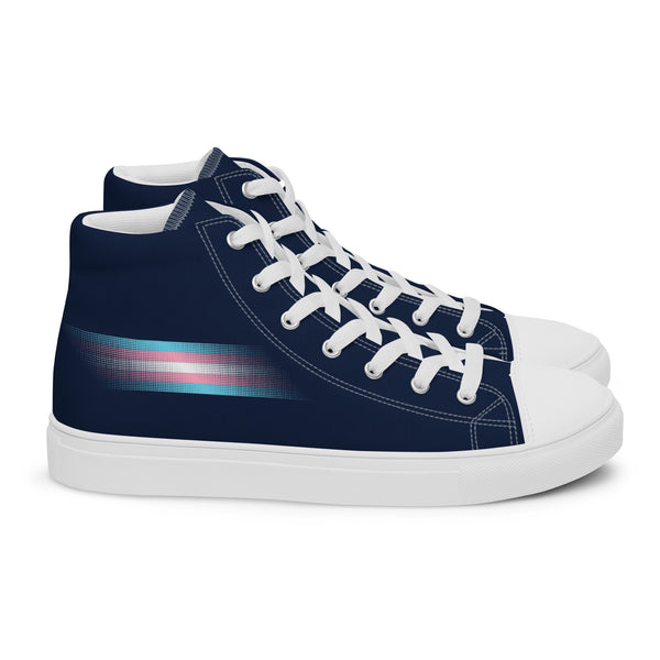 Casual Transgender Pride Colors Navy High Top Shoes - Men Sizes