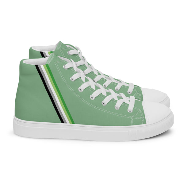 Classic Aromantic Pride Colors Green High Top Shoes - Men Sizes
