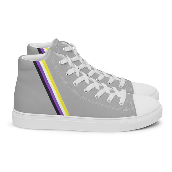 Classic Non-Binary Pride Colors Gray High Top Shoes - Men Sizes