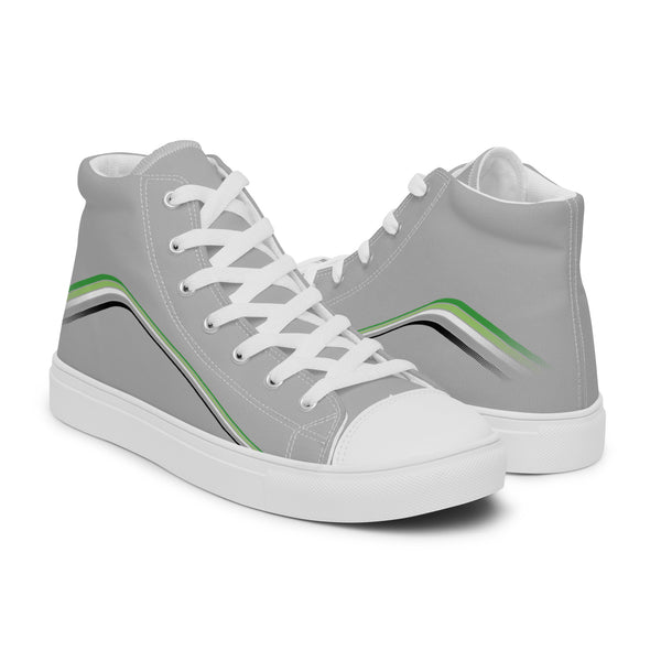 Trendy Aromantic Pride Colors Gray High Top Shoes - Men Sizes