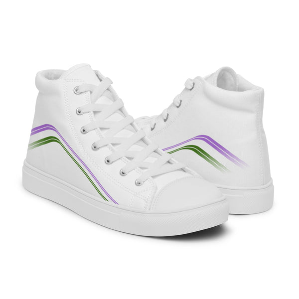 Trendy Genderqueer Pride Colors White High Top Shoes - Men Sizes