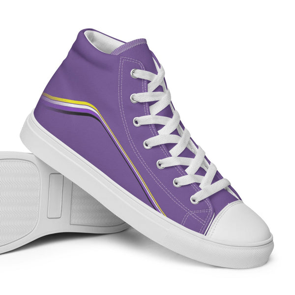 Trendy Non-Binary Pride Colors Purple High Top Shoes - Men Sizes