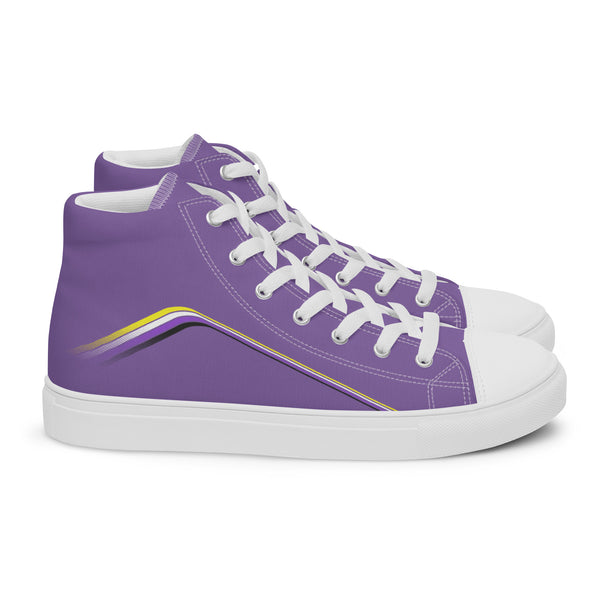 Trendy Non-Binary Pride Colors Purple High Top Shoes - Men Sizes