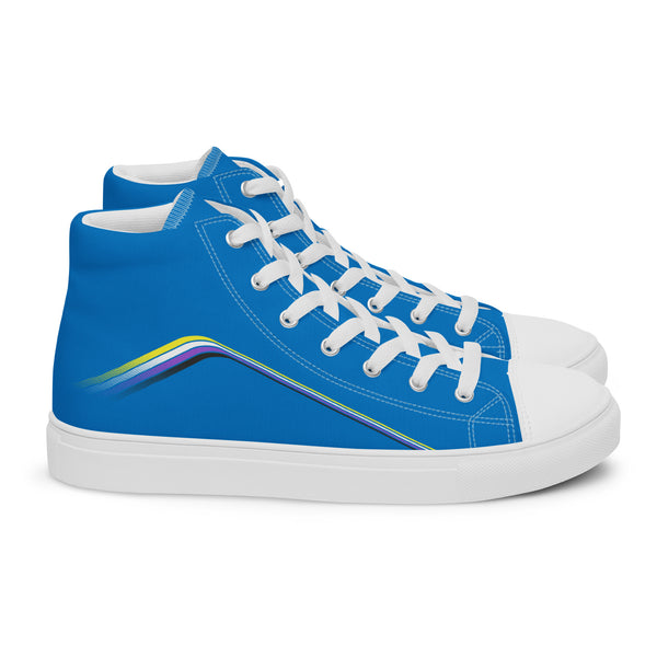 Trendy Non-Binary Pride Colors Blue High Top Shoes - Men Sizes