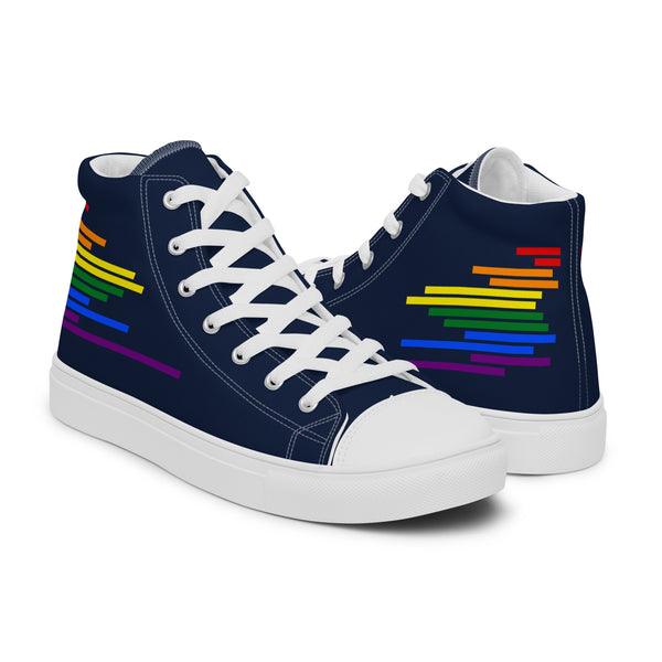 Modern Gay Pride Colors Navy High Top Shoes - Men Sizes