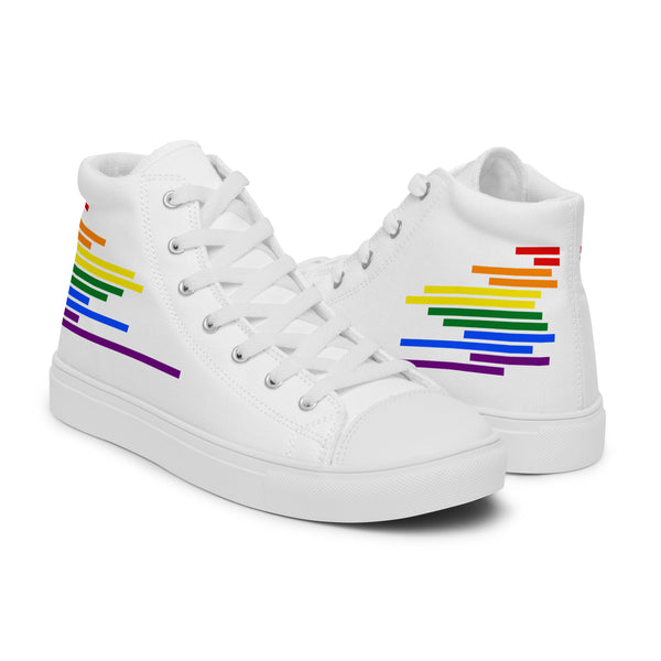 Modern Gay Pride Colors White High Top Shoes - Men Sizes