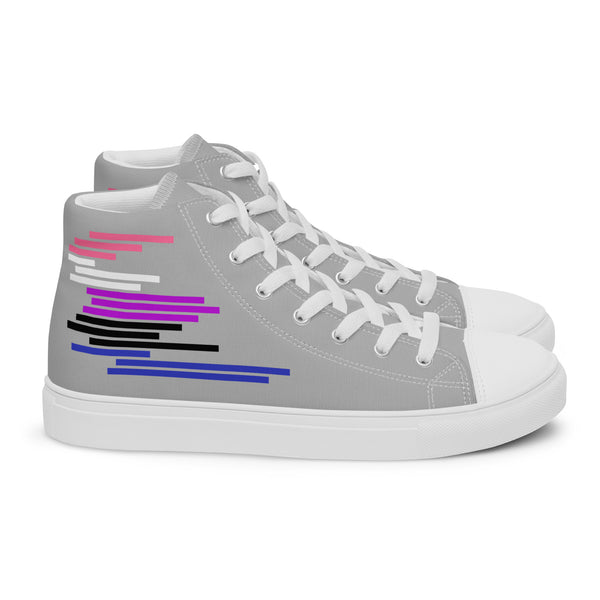 Modern Genderfluid Pride Colors Gray High Top Shoes - Men Sizes