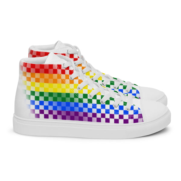 Gay Pride Rainbow Checkers High Top Shoes