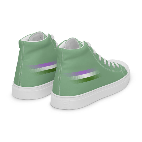 Casual Genderqueer Pride Colors Green High Top Shoes - Men Sizes