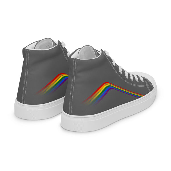 Trendy Gay Pride Colors Gray High Top Shoes - Men Sizes