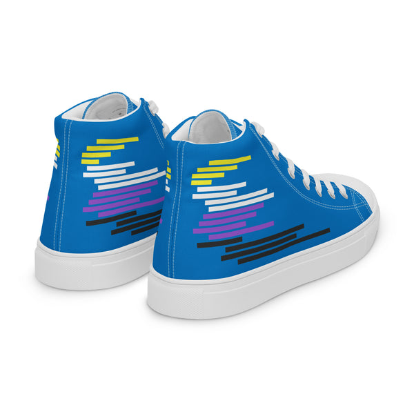 Modern Non-Binary Pride Colors Blue High Top Shoes - Men Sizes
