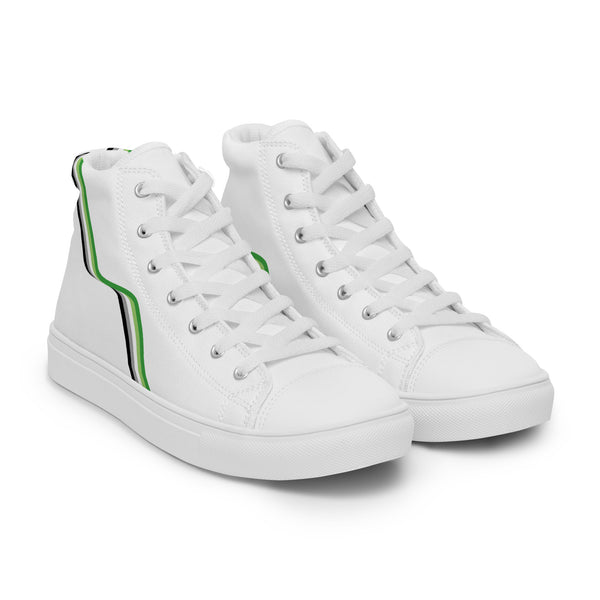 Original Aromantic Pride Colors White High Top Shoes - Men Sizes