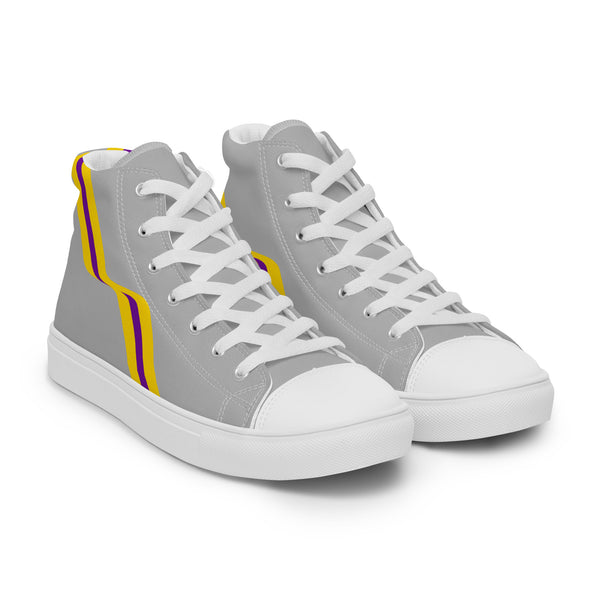 Original Intersex Pride Colors Gray High Top Shoes - Men Sizes