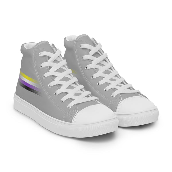 Casual Non-Binary Pride Colors Gray High Top Shoes - Men Sizes