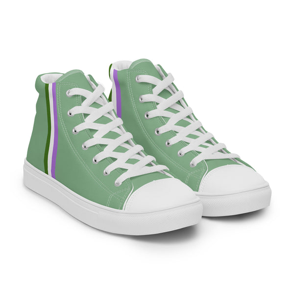 Classic Genderqueer Pride Colors Green High Top Shoes - Men Sizes