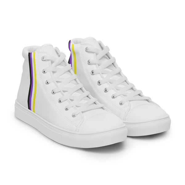 Classic Non-Binary Pride Colors White High Top Shoes - Men Sizes