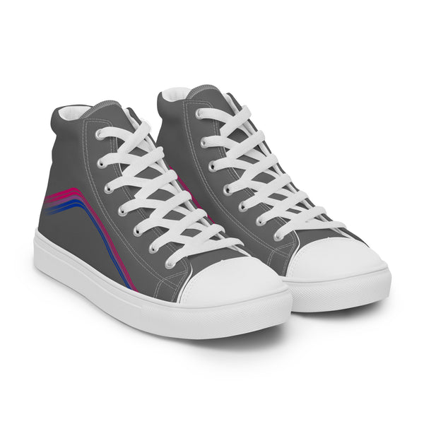 Trendy Bisexual Pride Colors Gray High Top Shoes - Men Sizes