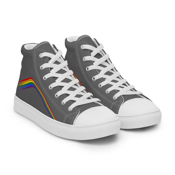 Trendy Gay Pride Colors Gray High Top Shoes - Men Sizes