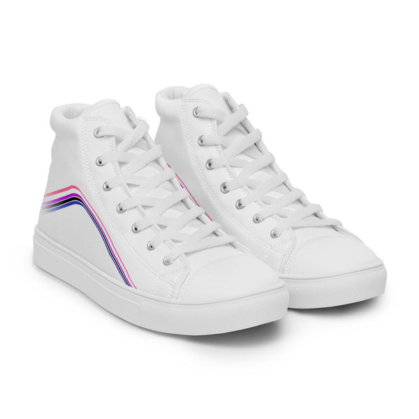 Trendy Genderfluid Pride Colors White High Top Shoes - Men Sizes